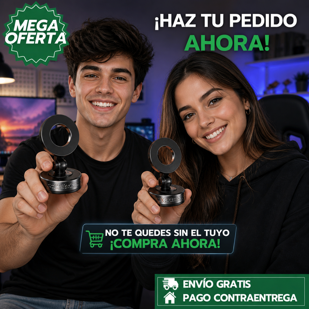 SOPORTE MAGNÉTICO 360°: Soporte Versátil con Giro Completo para Hogar, Oficina o Viaje