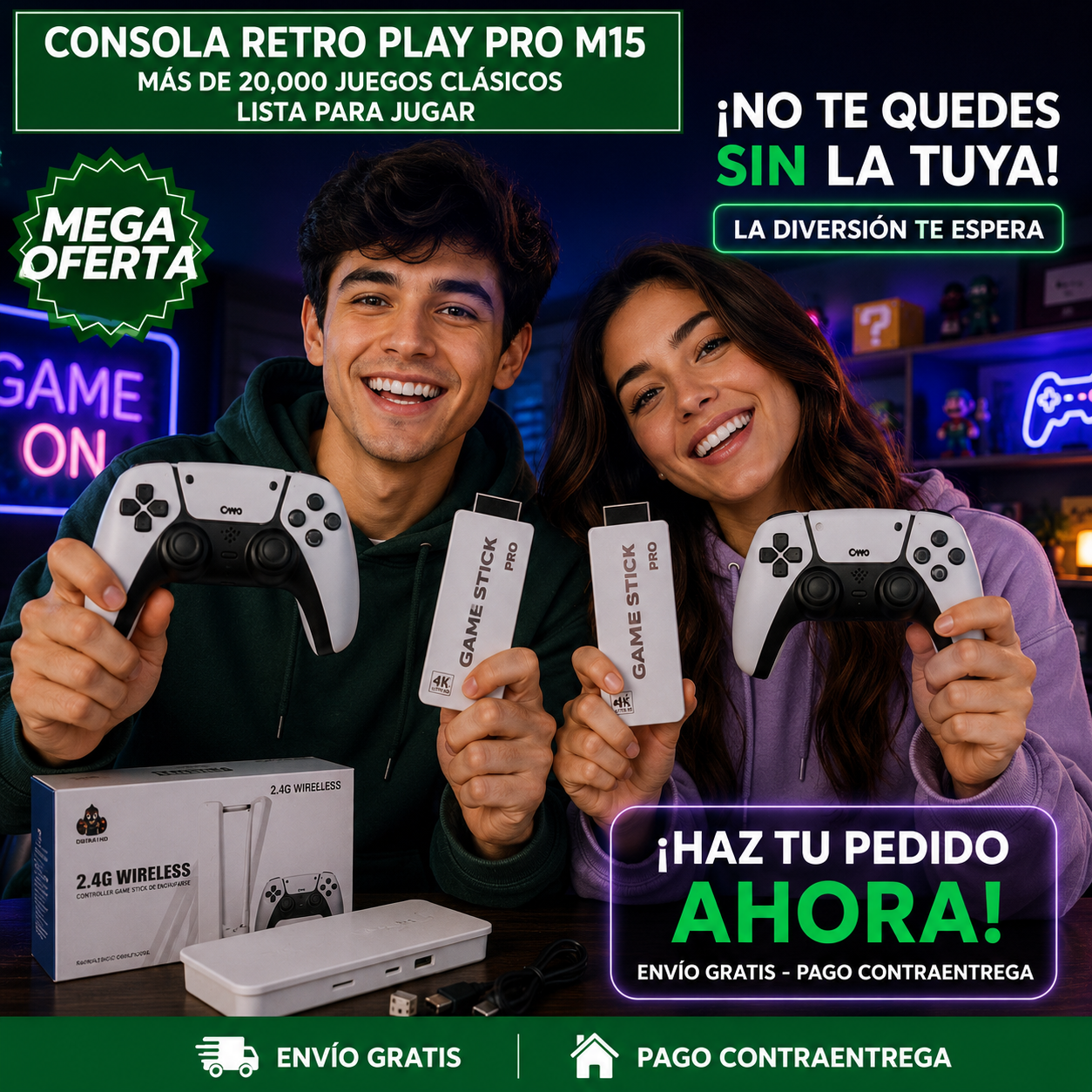 CONSOLA RETRO PLAY PRO M15™: Consola con Más de 20.000 Juegos Clásicos para Diversión Retro sin Límites
