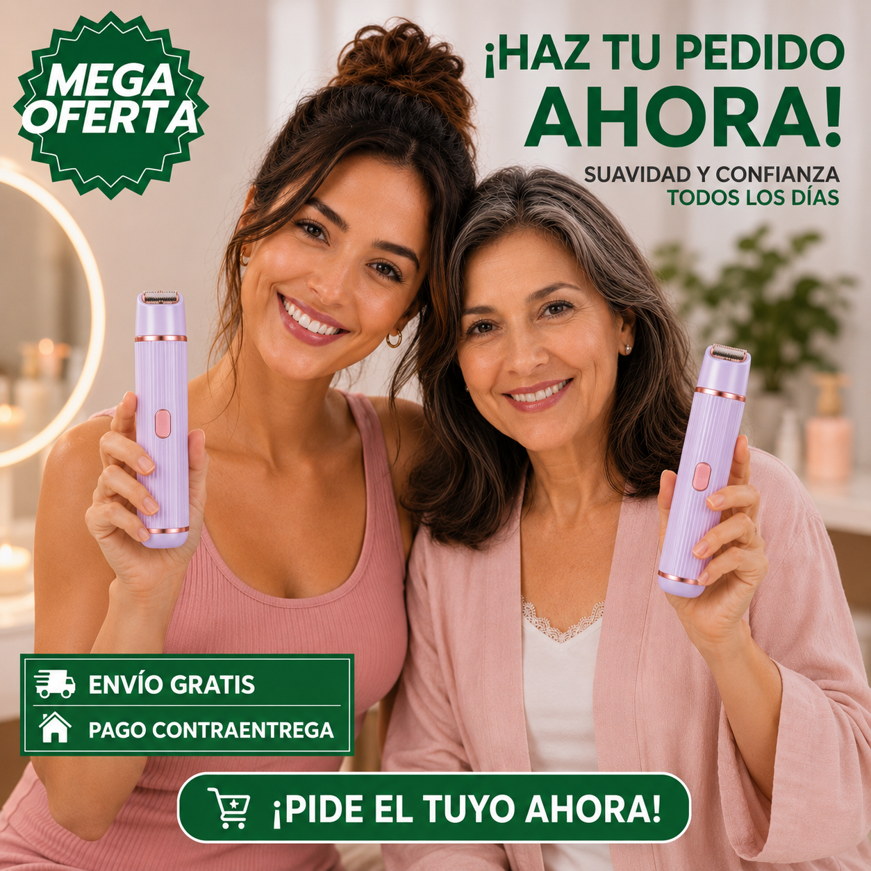 DEPILADORA 2 EN 1 PORTÁTIL DOBLE CABEZAL™: Tecnología de Precisión para una Piel Suave en Minutos