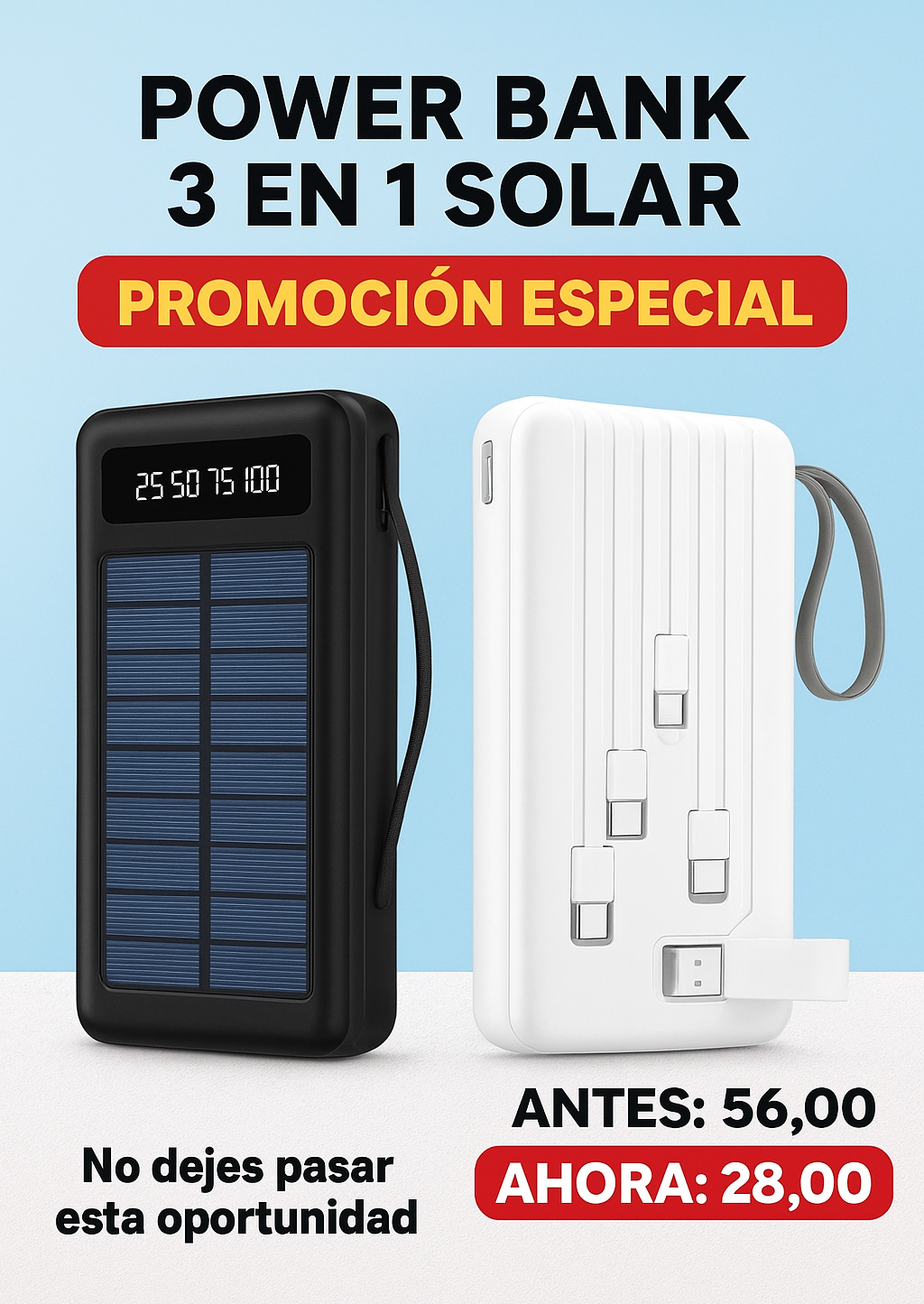 POWER BANK 3 EN 1 SOLAR