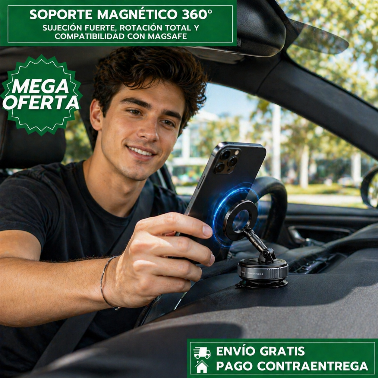 SOPORTE MAGNÉTICO 360°: Soporte Versátil con Giro Completo para Hogar, Oficina o Viaje
