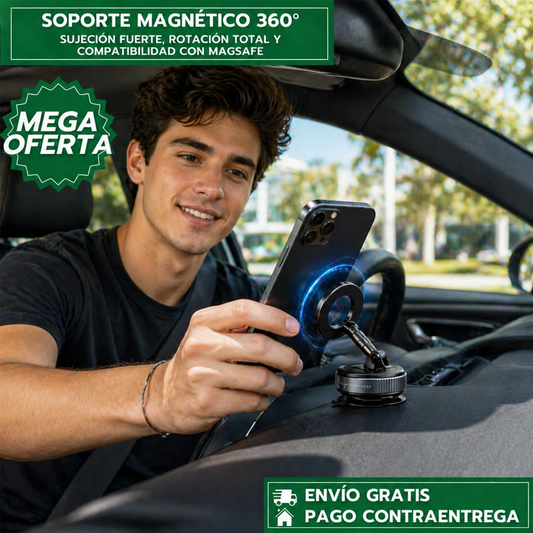 SOPORTE MAGNÉTICO 360°: Soporte Versátil con Giro Completo para Hogar, Oficina o Viaje