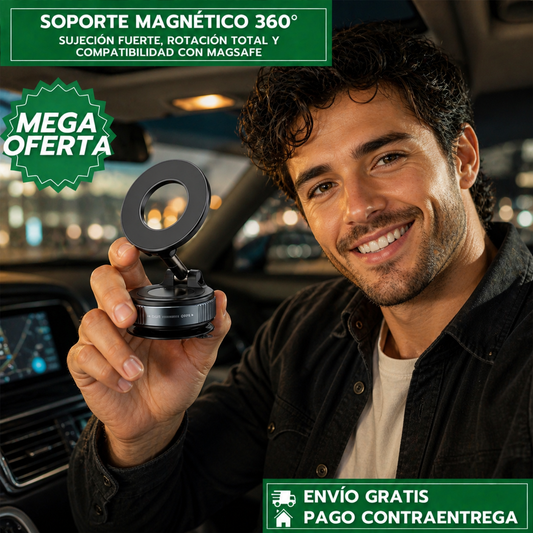 SOPORTE MAGNÉTICO 360°: Soporte Versátil con Giro Completo para Hogar, Oficina o Viaje