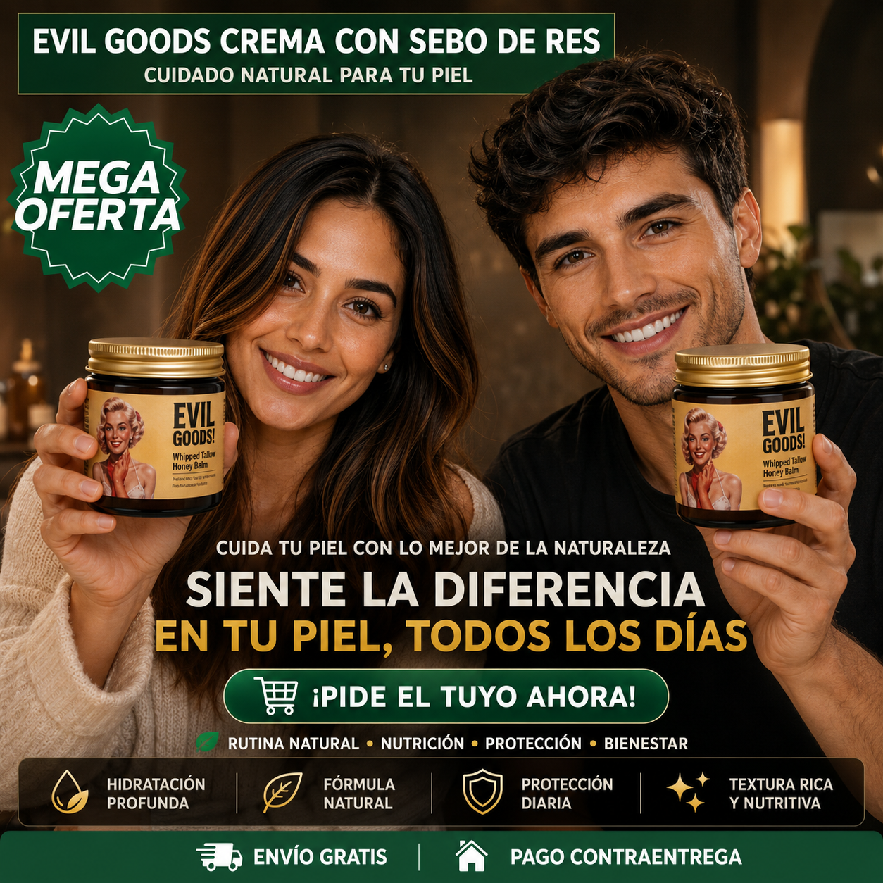 EVIL GOODS™ Crema: Bálsamo Nutritivo con Sebo de Res para Hidratación Profunda y Cuidado Integral de la Piel