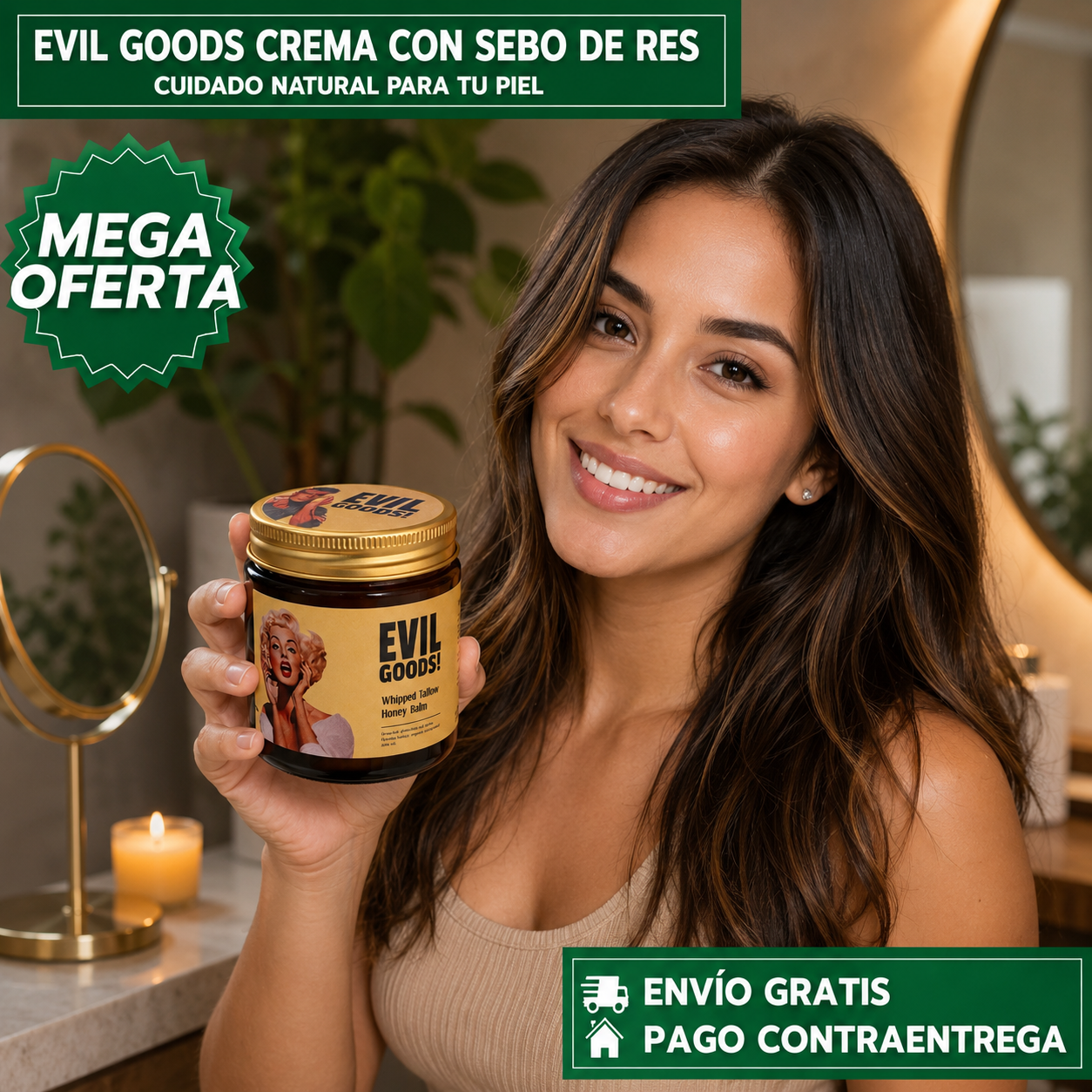 EVIL GOODS™ Crema: Bálsamo Nutritivo con Sebo de Res para Hidratación Profunda y Cuidado Integral de la Piel