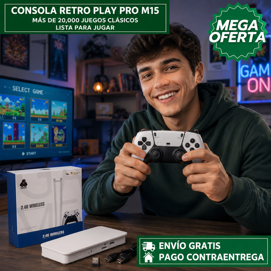 CONSOLA RETRO PLAY PRO M15™: Consola con Más de 20.000 Juegos Clásicos para Diversión Retro sin Límites
