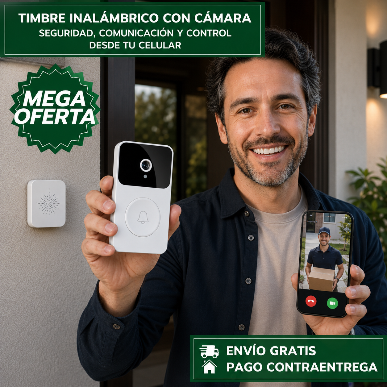 TIMBRE INALÁMBRICO CON CÁMARA™: Seguridad Inteligente con Video en Tiempo Real y Comunicación Bidireccional