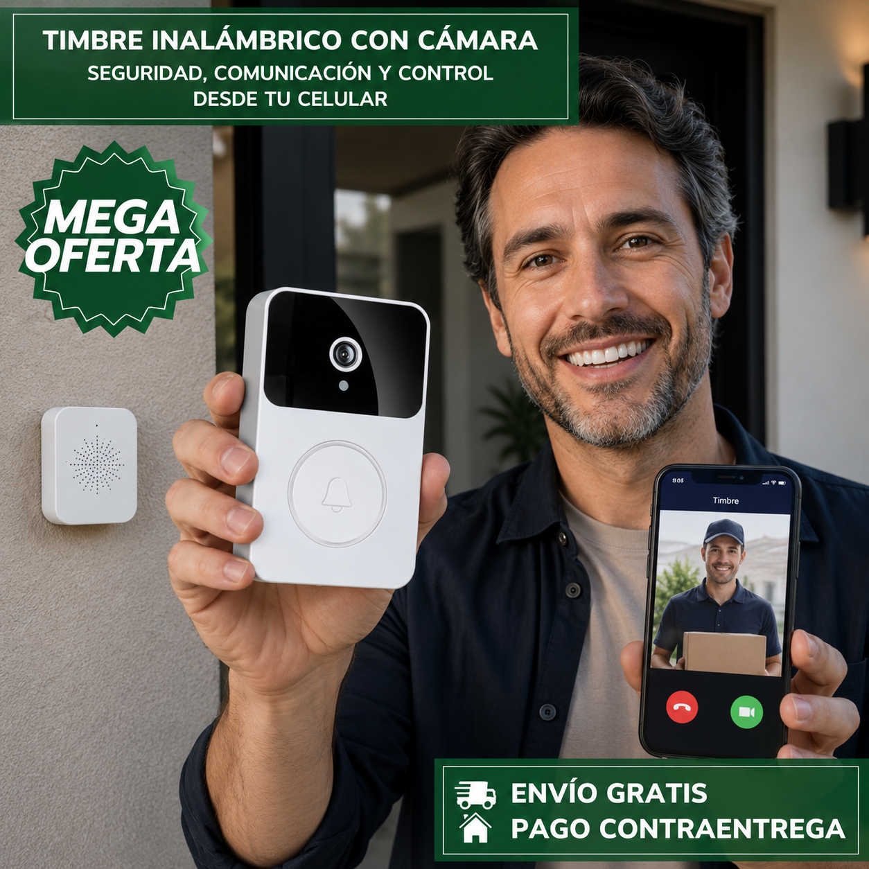 TIMBRE INALÁMBRICO CON CÁMARA™: Seguridad Inteligente con Video en Tiempo Real y Comunicación Bidireccional