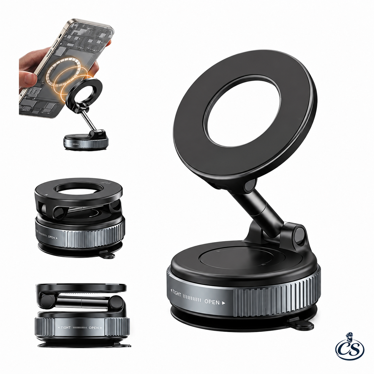SOPORTE MAGNÉTICO 360°: Soporte Versátil con Giro Completo para Hogar, Oficina o Viaje