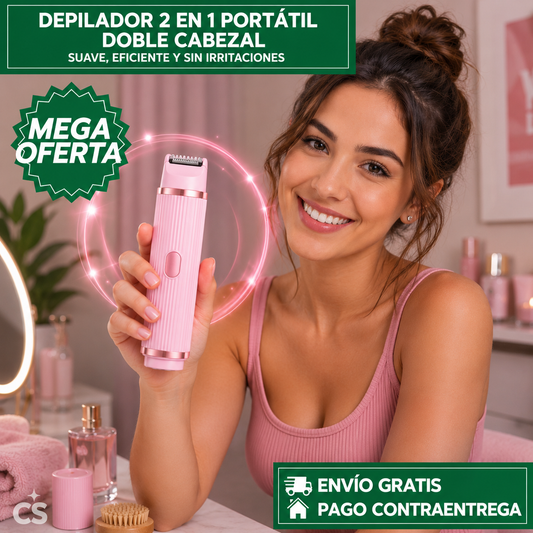 DEPILADORA 2 EN 1 PORTÁTIL DOBLE CABEZAL™: Tecnología de Precisión para una Piel Suave en Minutos