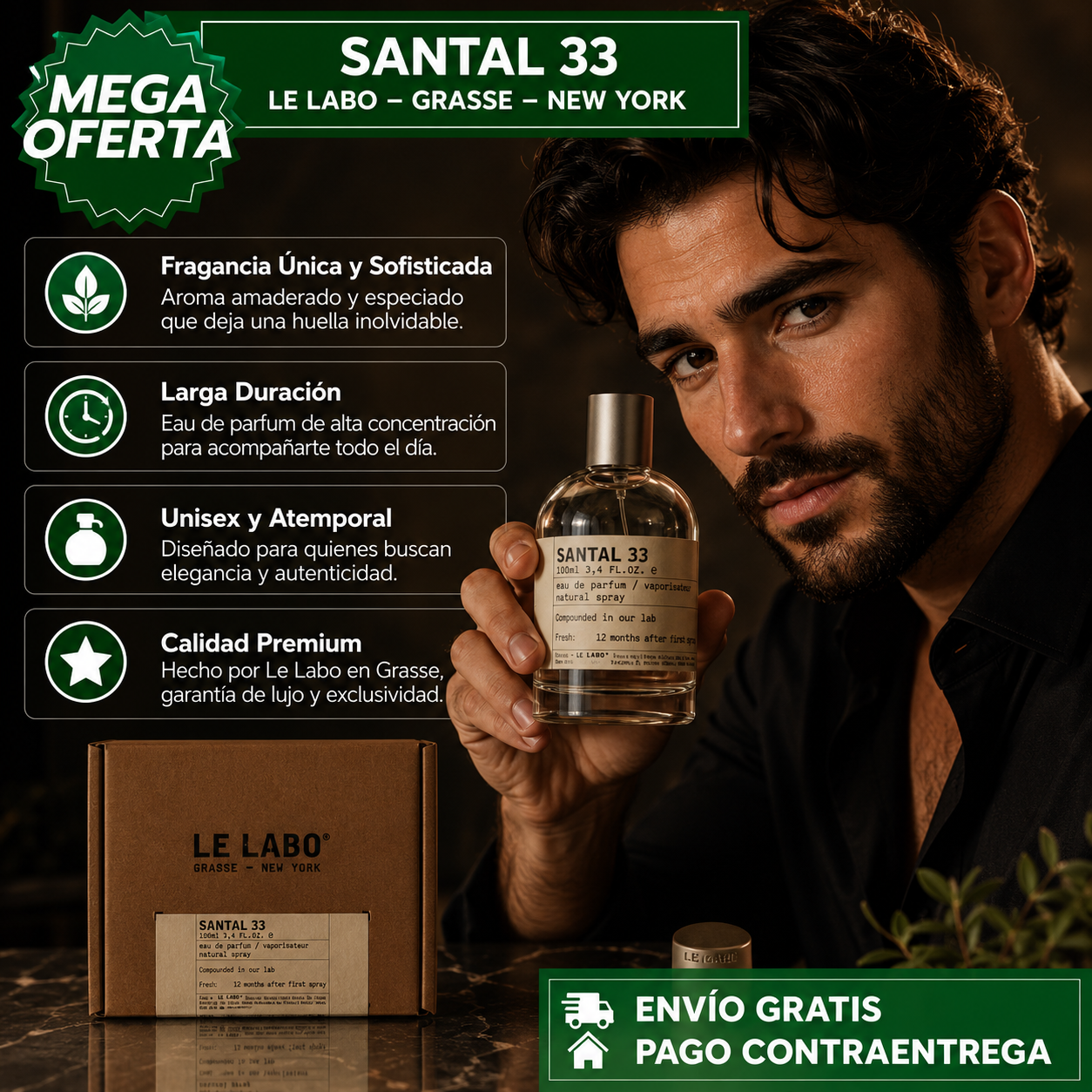 PERFUME SANTAL 33 100ML™: Fragancia Sofisticada con Notas Amaderadas para una Presencia Inolvidable
