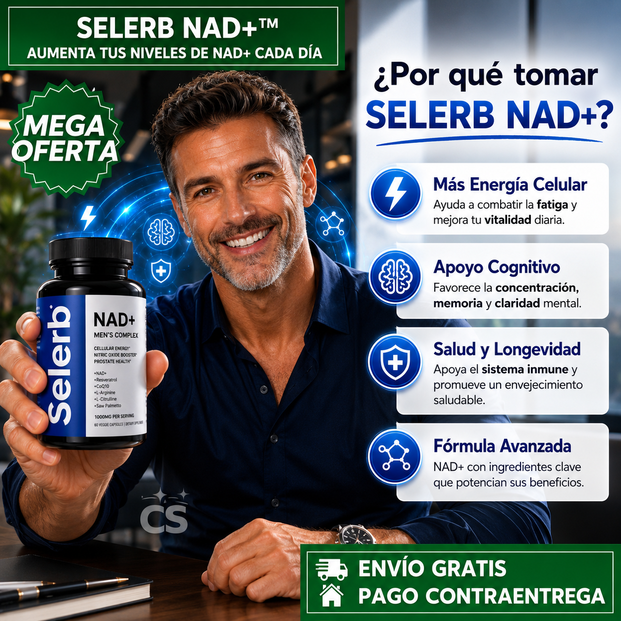 Selerb NAD+™: Suplemento Avanzado para Apoyar la Energía Celular y el Bienestar Diario