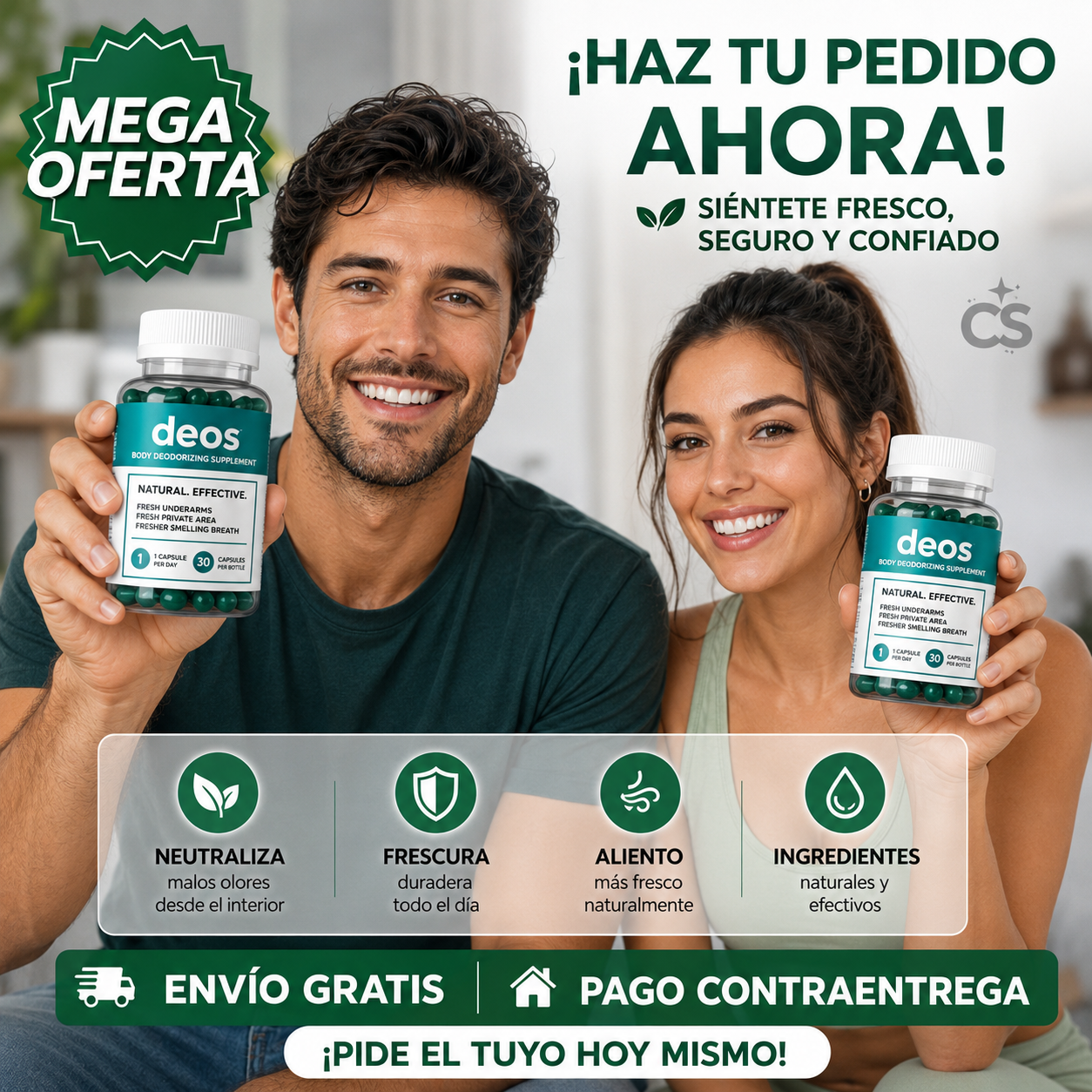 DEOS™ 2x1: Suplemento con Clorofila, Menta y Perejil para Favorecer una Sensación de Frescura y Bienestar Diario