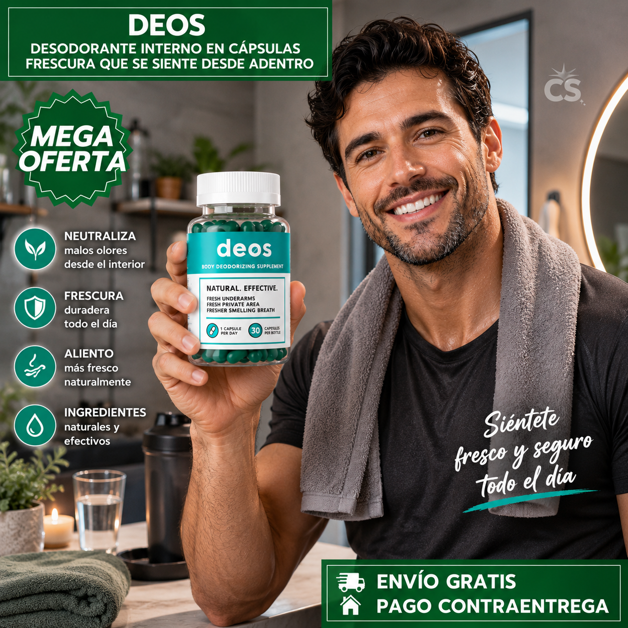 DEOS™ 2x1: Suplemento con Clorofila, Menta y Perejil para Favorecer una Sensación de Frescura y Bienestar Diario