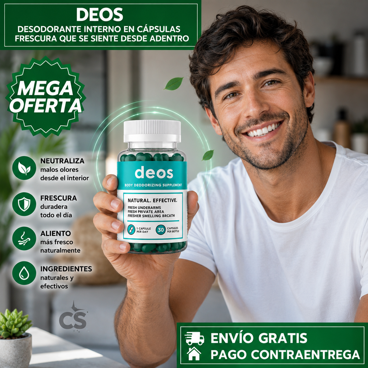 DEOS™ 2x1: Suplemento con Clorofila, Menta y Perejil para Favorecer una Sensación de Frescura y Bienestar Diario