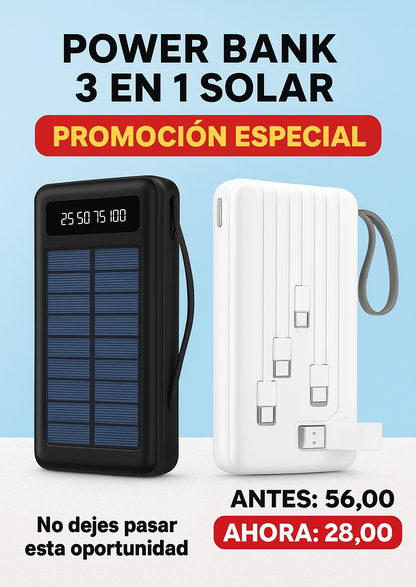 POWER BANK 3 EN 1 SOLAR