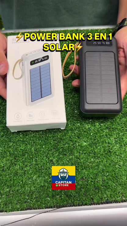 POWER BANK SOLAR 3 EN 1 PORTÁTIL